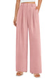 Elastic High Waisted Straight Leg Business Trousers Slacks With Pockets