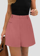 Elastic High Waisted Wide Leg Business Casual Dressy Shorts with Pockets