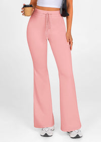 Elastic High-Waisted Drawstring Casual Flare Pants