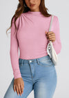 PRETTYGARDEN Womens Fall Y2K Going Out Crop Tops Long Sleeve Mock Neck Ruched Slim Fitted Basic Trendy Casual T Shirts Blouse