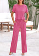 Short Sleeve T-Shirt Wide Leg Pants Two Piece Sets