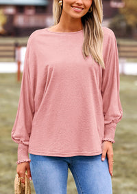 Puff Long Sleeve Crew neck Casual Basic T-shirts
