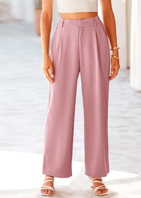 Casual Wide Leg High Elastic Waisted Long Work Pants