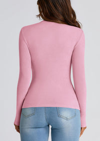 Y2K Long Sleeve Mock Neck Ruched Slim Fitted Casual Blouses