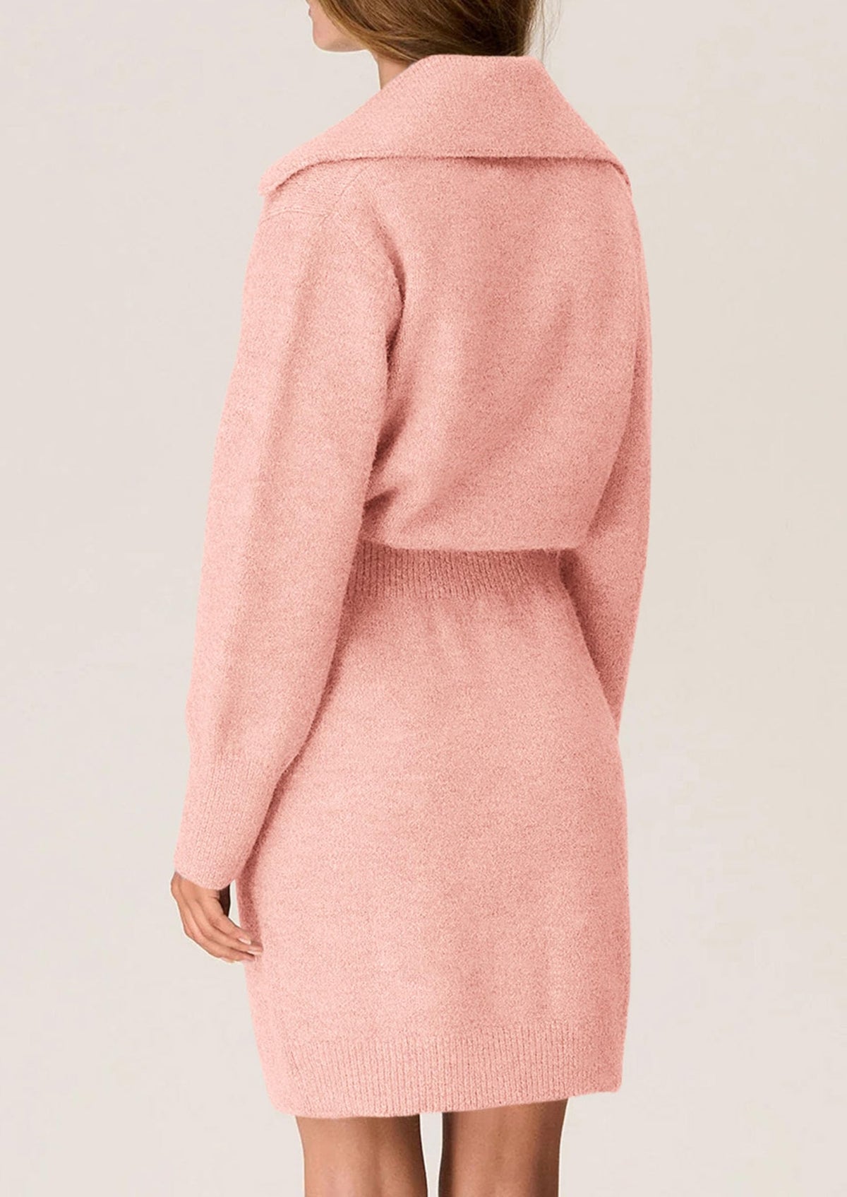 Long Sleeve V Neck Button Down Knit Pullover Sweater Dresses