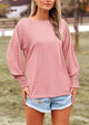 Puff Long Sleeve Crew neck Casual Basic T-shirts