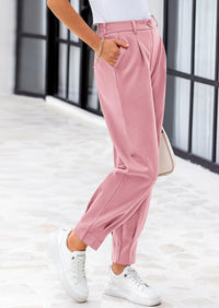 Summer High Waisted Ankle Length Trouser Slacks With Pockets