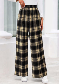 PRETTYGARDEN Casual Women's Pants Elastic Waist Palazzo Long Stretchy Wide Leg Trousers Knit Fall Outfits with Pockets PRETTYGARDEN