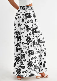 Wide Leg High Waisted Flowy Pockets Palazzo Pants