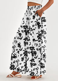 Wide Leg High Waisted Flowy Pockets Palazzo Pants
