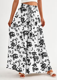 Wide Leg High Waisted Flowy Pockets Palazzo Pants