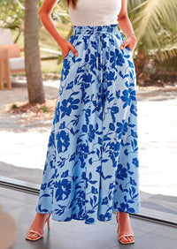 Wide Leg High Waisted Flowy Pockets Palazzo Pants