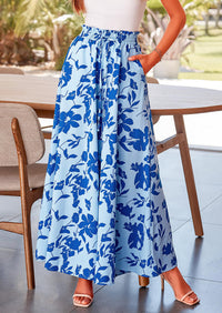 Wide Leg High Waisted Flowy Pockets Palazzo Pants