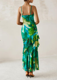 Tiered Floral Beach Spaghetti Strap Maxi Dresses