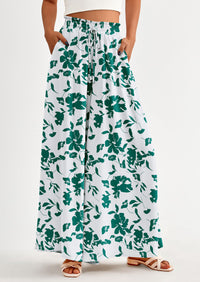 Wide Leg High Waisted Flowy Pockets Palazzo Pants