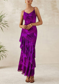Tiered Floral Beach Spaghetti Strap Maxi Dresses