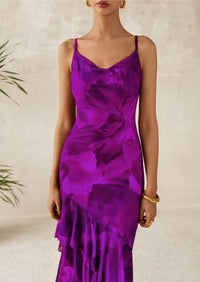 Tiered Floral Beach Spaghetti Strap Maxi Dresses