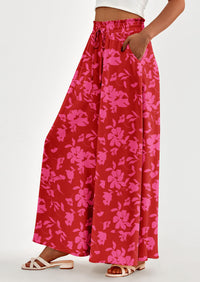 Wide Leg High Waisted Flowy Pockets Palazzo Pants