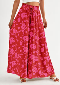Wide Leg High Waisted Flowy Pockets Palazzo Pants