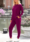 PRETTYGARDEN Lounge Outfit Long Sleeve Crewneck Pullover Tops High Waisted Pants Set Tracksuit