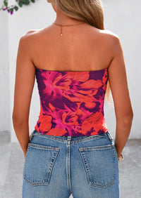Strapless Mesh Floral Y2K Bandeau Cute Crop Trendy Going Out Tube Tops