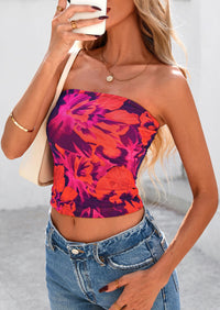 Strapless Mesh Floral Y2K Bandeau Cute Crop Trendy Going Out Tube Tops
