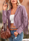 PRETTYGARDEN Women's Fringe Faux Suede Leather Jackets Fashion Tassel Motorcycle Cropped Coats