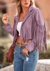 PRETTYGARDEN Women's Fringe Faux Suede Leather Jackets Fashion Tassel Motorcycle Cropped Coats