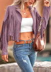 PRETTYGARDEN Women's Fringe Faux Suede Leather Jackets Fashion Tassel Motorcycle Cropped Coats