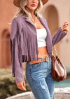 PRETTYGARDEN Women's Fringe Faux Suede Leather Jackets Fashion Tassel Motorcycle Cropped Coats