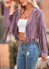 PRETTYGARDEN Women's Fringe Faux Suede Leather Jackets Fashion Tassel Motorcycle Cropped Coats