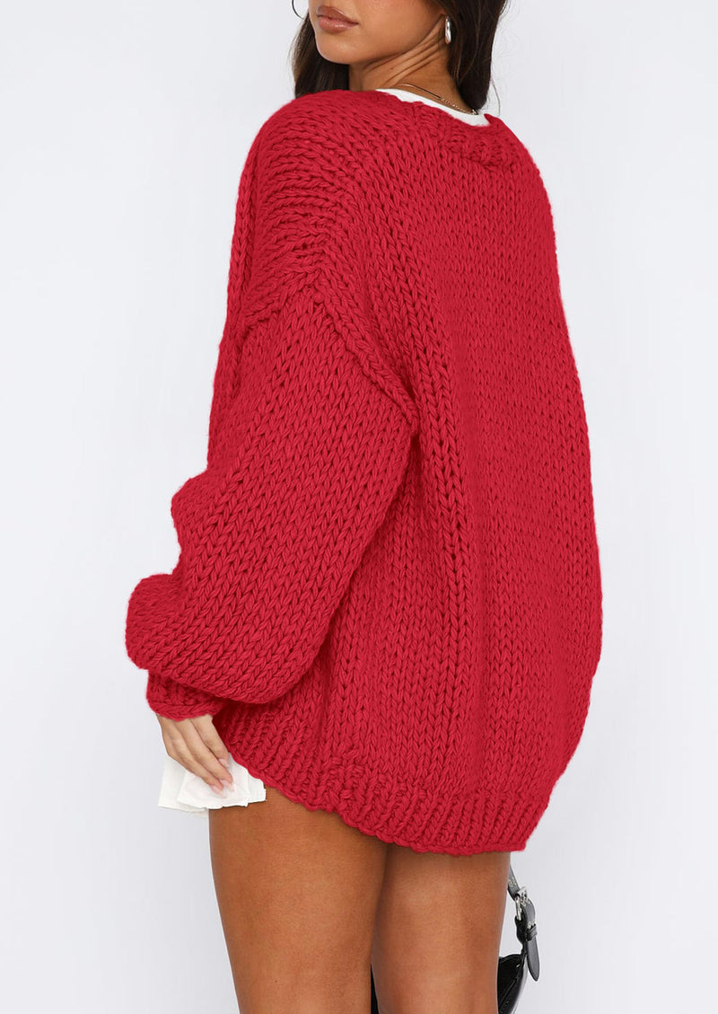 PRETTYGARDEN Cardigan Sweaters for Women Trendy Fall Fashion Long Sleeve Chunky Knit Cardigans Winter Clothing Outfits