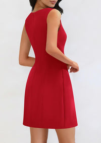 Sleeveless Boat Neck A Line Elegant Cocktail Party Mini Dresses