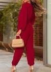 PRETTYGARDEN Women's Fall Jumpsuits Dressy Casual Pants Romper Spring Long Sleeve V Neck Belt Pockets One Piece Outfits