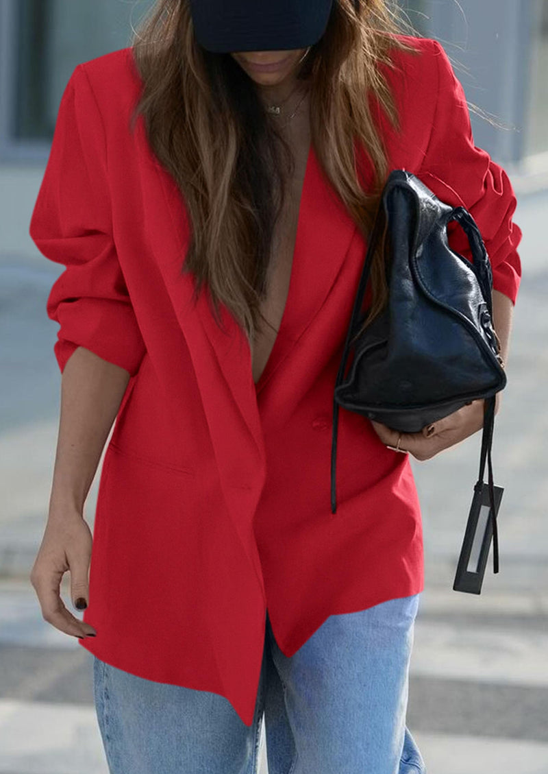 PRETTYGARDEN Fall Blazers for Women Business Casual Long Sleeve Lapel Pockets Dressy Suit Jackets Work Office Clothes