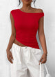 Off The Shoulder Sleeveless One Shoulder Ruched Asymmetrical Y2K Tank Top