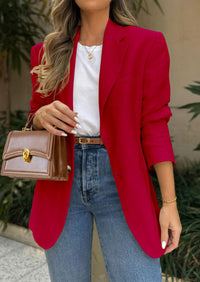 Business Casual Long Sleeve Lapel Open Front Suit Jacket Work Blazer with Pockets