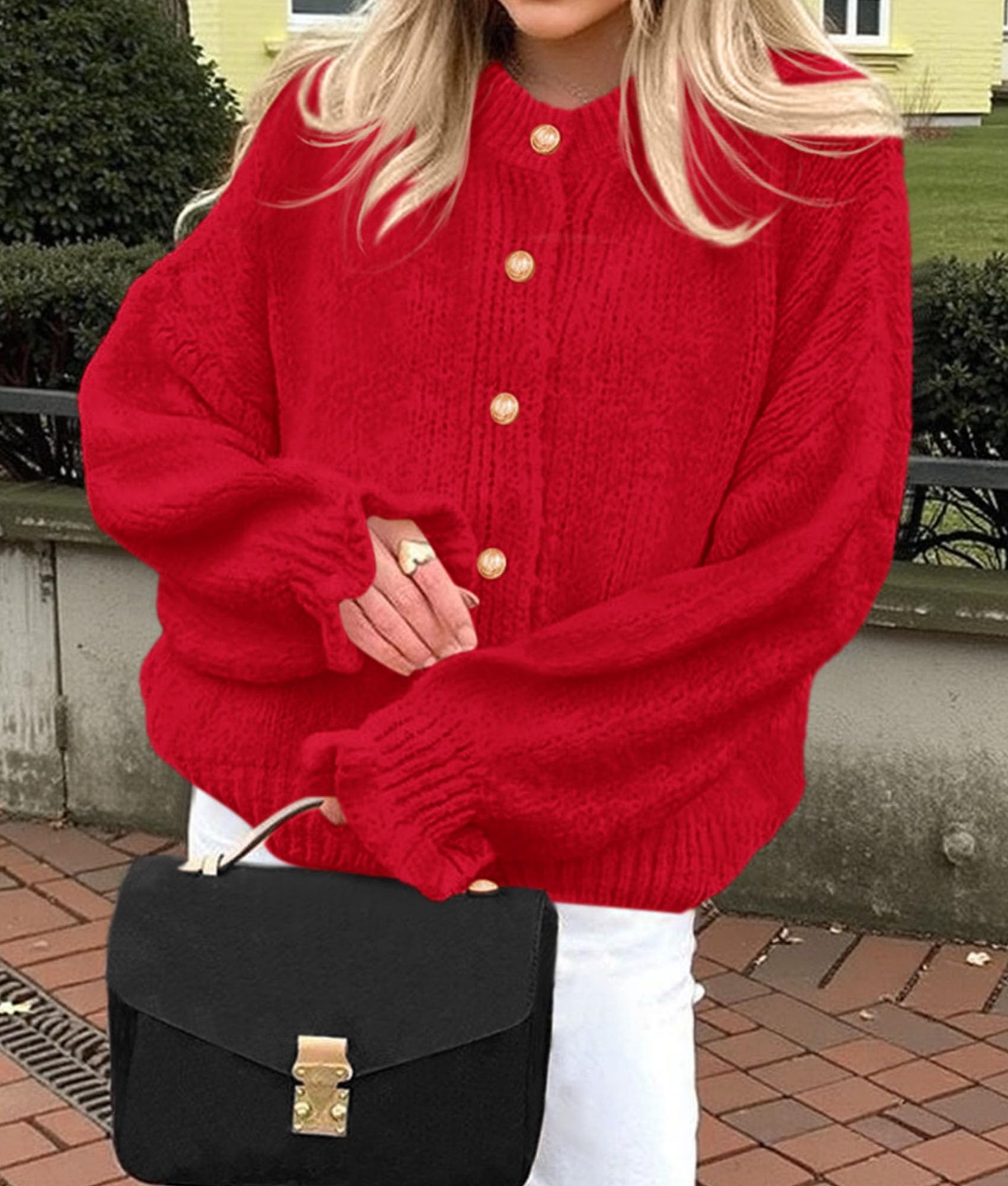 PRETTYGARDEN Womens Cropped Cardigans Trendy PRETTYGARDEN Long Sleeve Cropped Sweaters for Women Ruffle Oversized CardiganRuffle Open Front Chunky Knit Sweater Oversized Button Down Fall Clothes PRETTYGARDEN