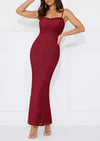 PRETTYGARDEN Women's Formal Prom Dress Spaghetti Strap Lace Floral Wedding Guest Evening Bodycon Dresses