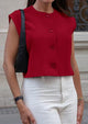 Dressy Business Casual Cap Sleeve Button Trendy Blazer Waistcoat Cardigan