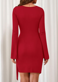 PRETTYGARDEN Women Mini Bodycon Dresses Long Sleeve Ruched Fitted Short Night Out Trendy Party Club Outfits Fall Clothes