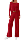 PRETTYGARDEN Women's 2 Piece Fall Sets  Casual Long Sleeve Shirts Wide Leg Pants Lounge Travel Outfits Fashion Clothing
