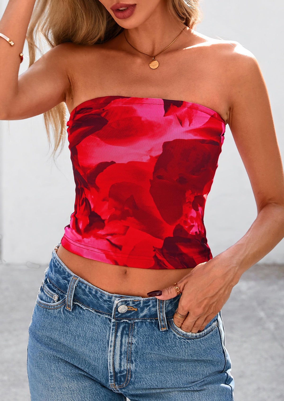 Strapless Mesh Floral Y2K Bandeau Cute Crop Trendy Going Out Tube Tops