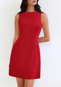 Sleeveless Boat Neck A Line Elegant Cocktail Party Mini Dresses