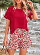 Short Sleeve Tops Printed Shorts Two Piece Sets