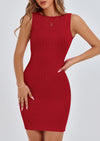 PRETTYGARDEN Spring Dresses for Women Sleeveless Bodycon Short Work Tank Dress Summer Casual Ribbed Mini Sundresses