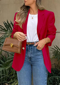 Business Casual Long Sleeve Lapel Open Front Suit Jacket Work Blazer with Pockets