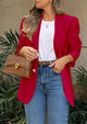 Business Casual Long Sleeve Lapel Open Front Suit Jacket Work Blazer with Pockets