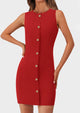 Business Sleeveless Button Down Elegant Work Office Formal Short Dresses