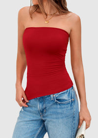 Strapless Ruched Asymmetric Bandeau Shirts